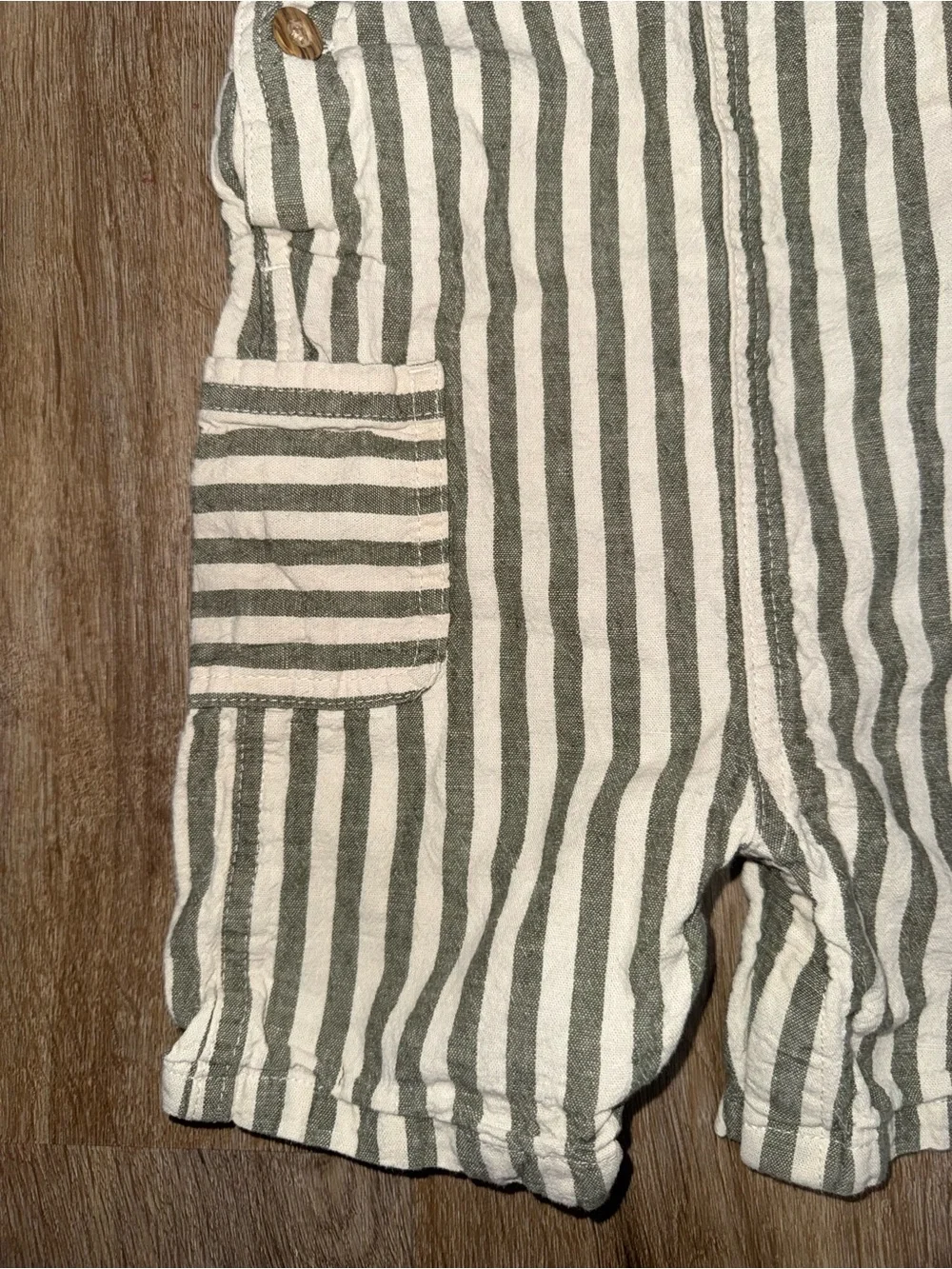 Carter’s Boys Linen Blend Striped Baby Overalls Size 18 Months